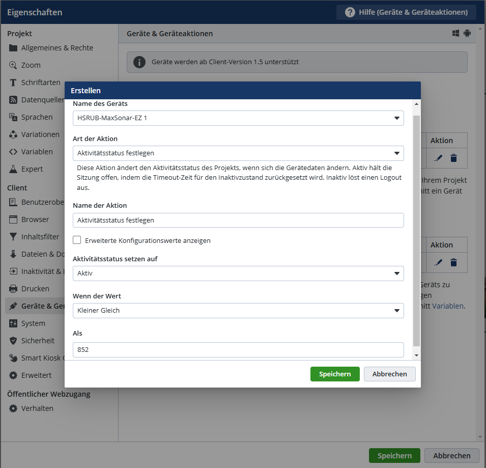 Aktivitätszustand festlegen