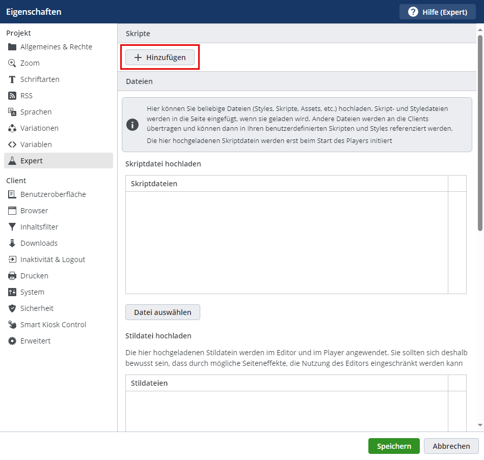 Neue Scripte hinzufügen